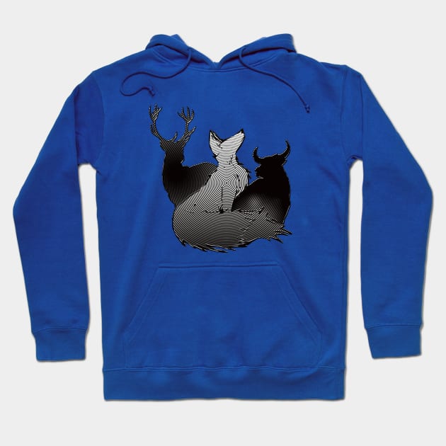 Mesmerizing Stag, Vixen, and Bull design Hoodie by Vixen Games